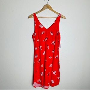 Old Navy Bright Orange Floral Print Cotton Dress